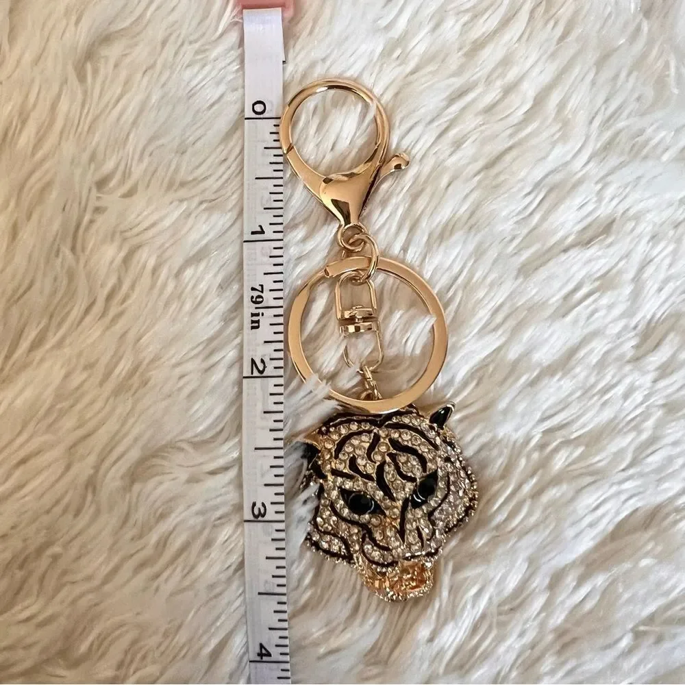 Elegant Gold Tiger Keychain Bag Charm NEW